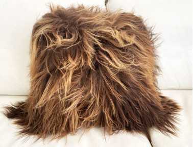 Coussin en mouton Islandais marron méché naturel DOUBLE FACE