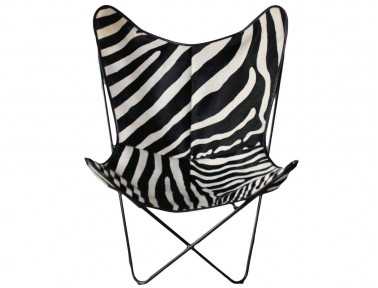 Fauteuil Bonet "BKF" en peau de vache zèbre