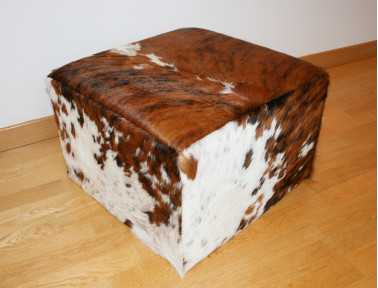 Pouf en peau de vache Normande claire