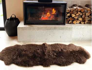 Peau de mouton double teintée marron