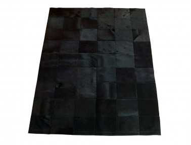Tapis Patchwork en Peau de vache teintée noire