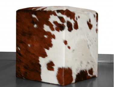 Pouf en Peau de vache Normande haut