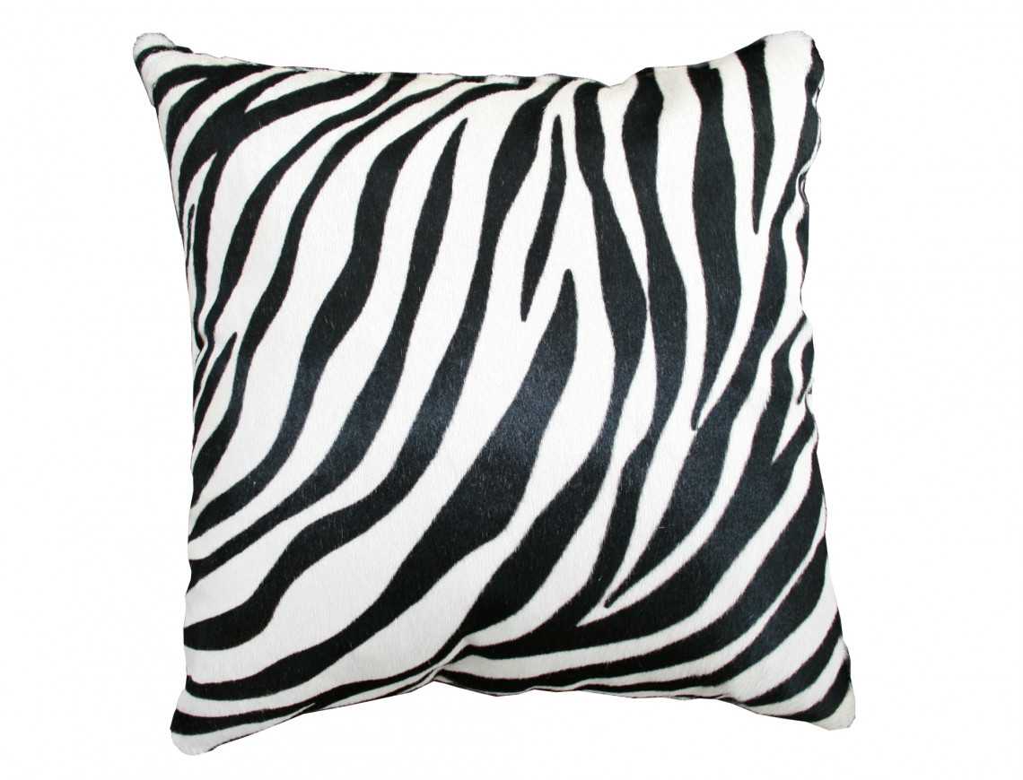 Coussin en peau de vache imprimée Zèbre DOUBLE face