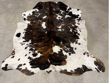 Tapis peau de vache tricolore
