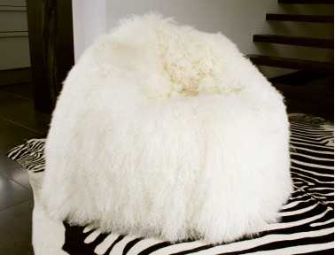 Pouf en agneau de Mongolie