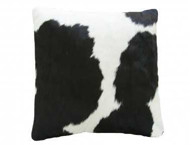 Coussin en peau de vache Noire & Blanche SIMPLE face