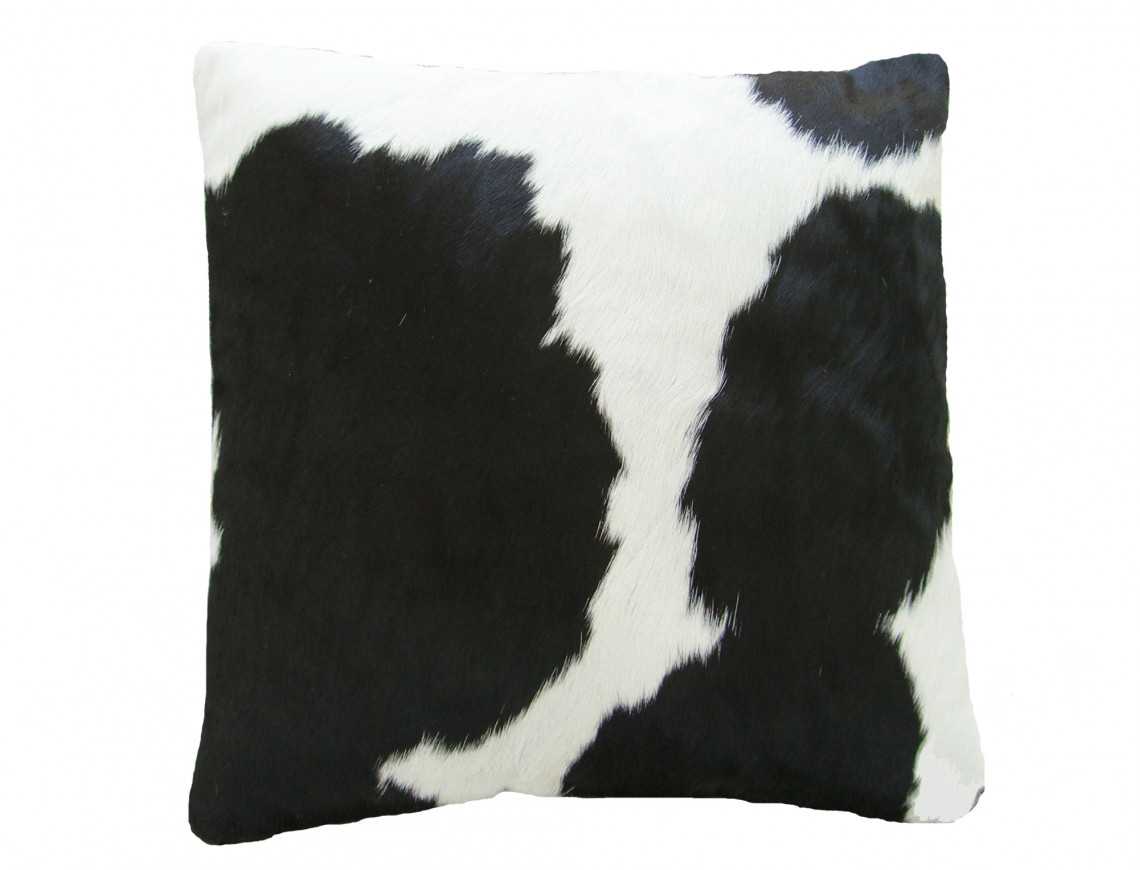 Coussin en peau de vache Noire et Blanche DOUBLE FACE