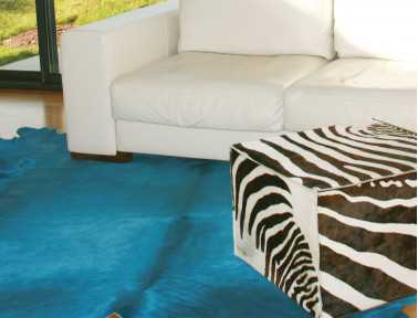 Peau de vache teintée Bleu turquoise