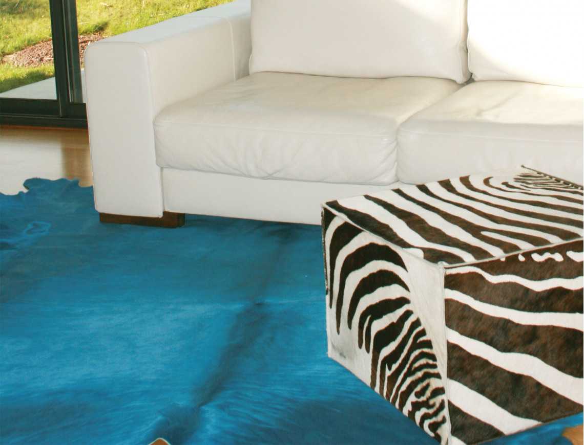 Peau de vache teintée Bleu turquoise