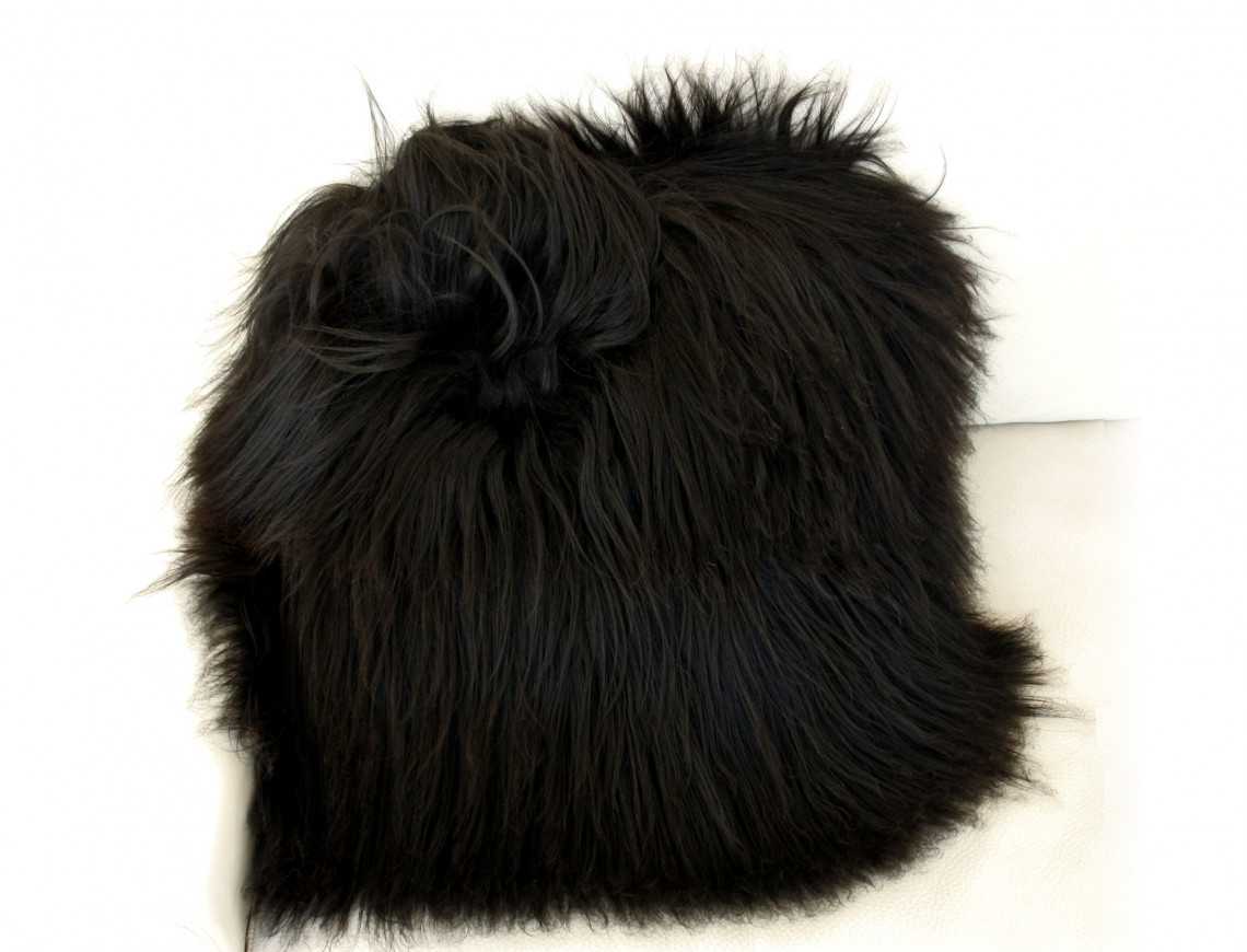 Coussin en mouton Islandais noir SIMPLE FACE