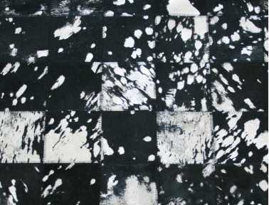 Tapis Patchwork en Peau de vache noire argentée