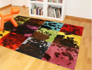 Tapis Patchwork vache naturelle teintée