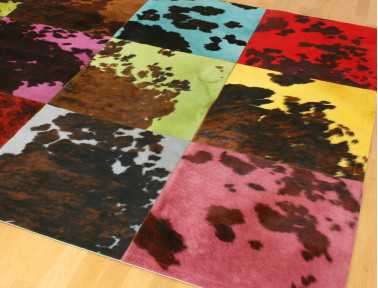 Tapis Patchwork vache naturelle teintée