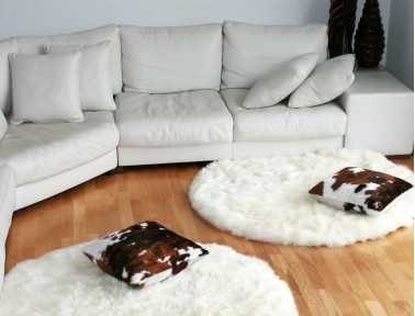 Tapis en peau de mouton rond