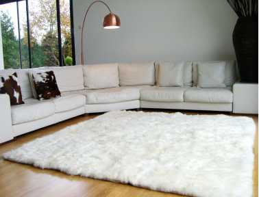 Tapis en peau de mouton blanc