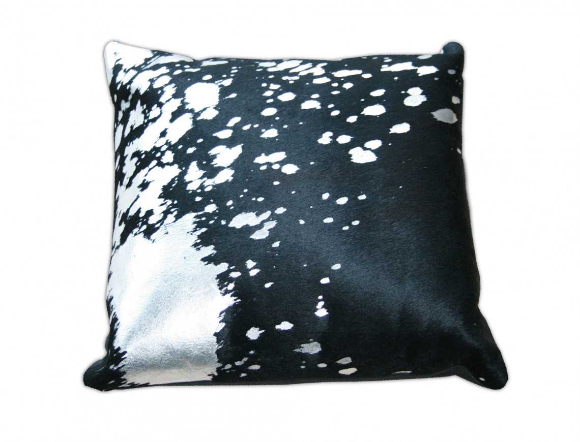 Coussin en peau de vache Noire & Blanche SIMPLE FACE