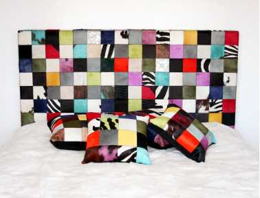 Tête de lit en peau de vache multicolore Elmer
