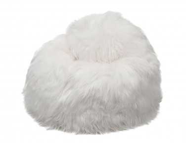 Pouf poire en mouton Islandais blanc