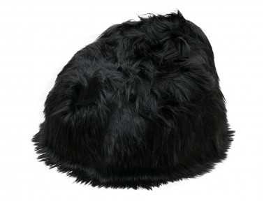 Pouf poire en mouton Islandais noir