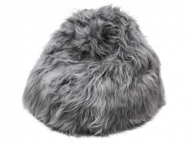 Pouf poire en mouton Islandais teinté gris