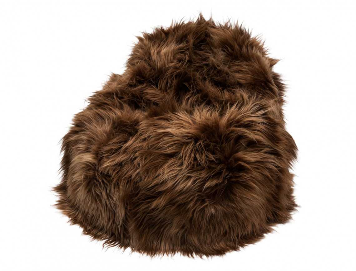 Pouf poire en mouton Islandais teinté marron