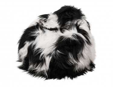 Pouf poire en mouton Islandais blanc et noir
