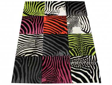 Tapis Patchwork zèbre multicolore