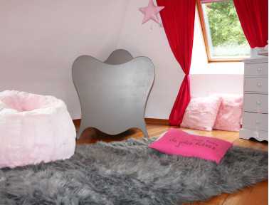 Tapis rectangle en peau de mouton synthétique gris