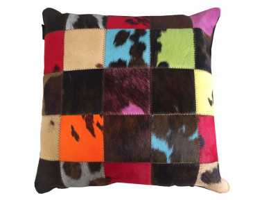 Coussin patchwork en Peau de vache naturelle teintée SIMPLE FACE
