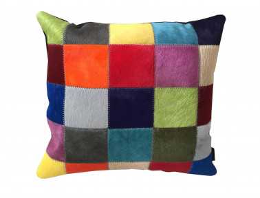 Coussin patchwork en Peau de vache teintée uniforme SIMPLE FACE