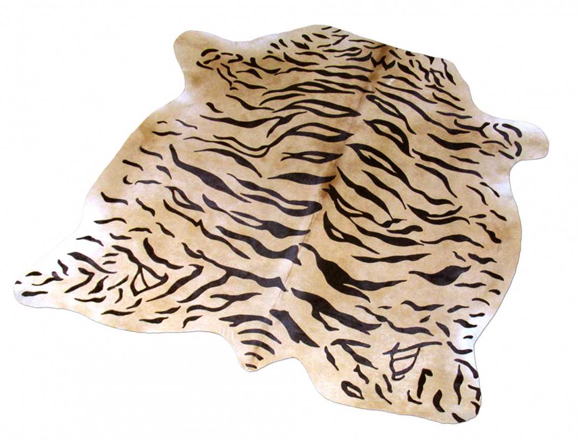 Peau de vache imprimée Zèbre sur fond beige
