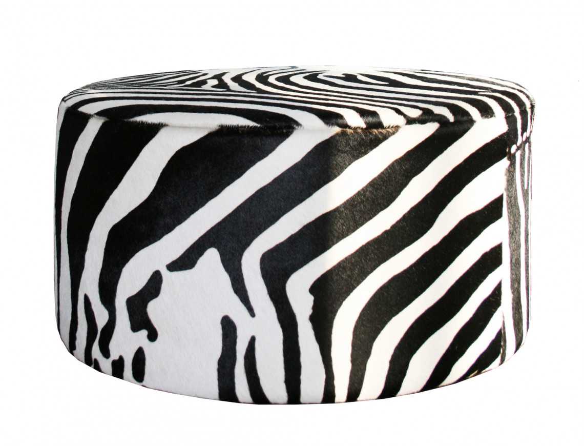 Pouf rond Bilbao en Peau de vache