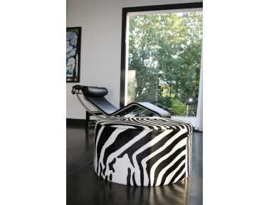 Pouf rond Bilbao en Peau de vache