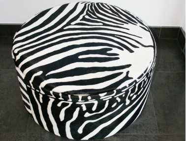 Pouf rond Bilbao en Peau de vache