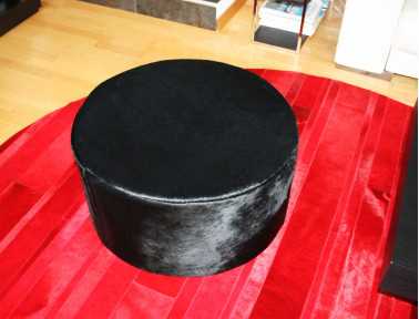 Pouf rond Bilbao en Peau de vache