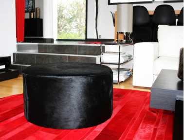 Pouf rond Bilbao en Peau de vache