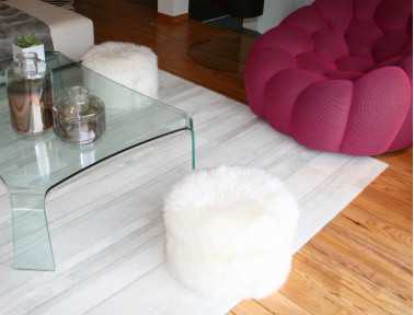 Pouf rond Bilbao en Peau de vache