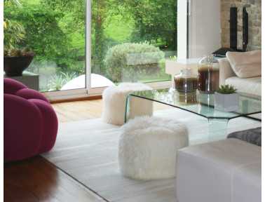 Pouf rond Bilbao en Peau de vache