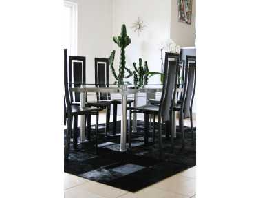 Tapis Patchwork en Peau de vache teintée noire