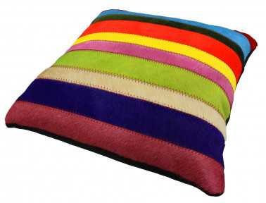Coussin patchwork bandelette "Smile" Peau de vache multicolore unie SIMPLE FACE