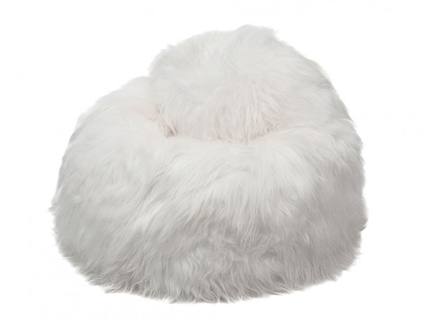 Pouf poire en Mouton Islandais blanc