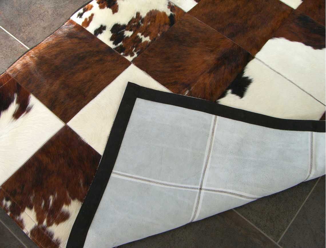 Patchwork rug in Norman cowhide with 30cm squares