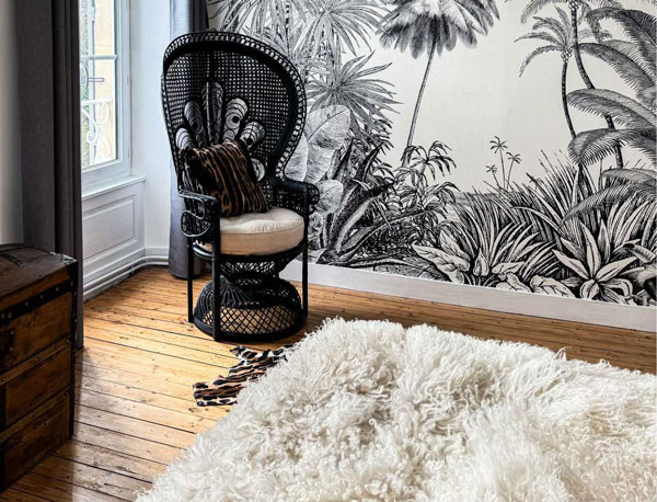 Tapis en agneau de Mongolie blanc écru